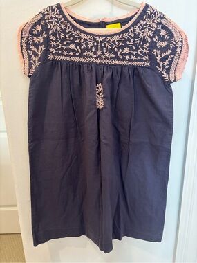 Roller Rabbit Navy Dress with Pink Embroidery